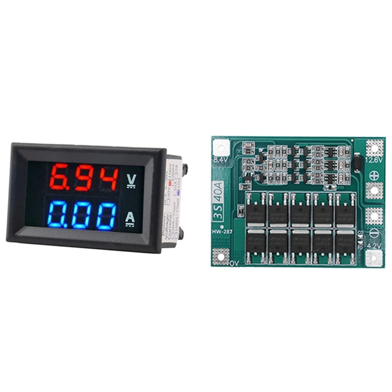 

Retail Digital Voltage Meter Dc100v 10A Voltmeter Ammeter & 3S 40A 18650 Li-Ion Lithium Battery Charger Protection Board