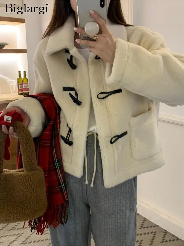 

Autumn Winter New Long Sleeve Teddy Coat Women Korean Loose Ladies Cropped Jackets Casual Fashion Woman Jackets Coats 2023