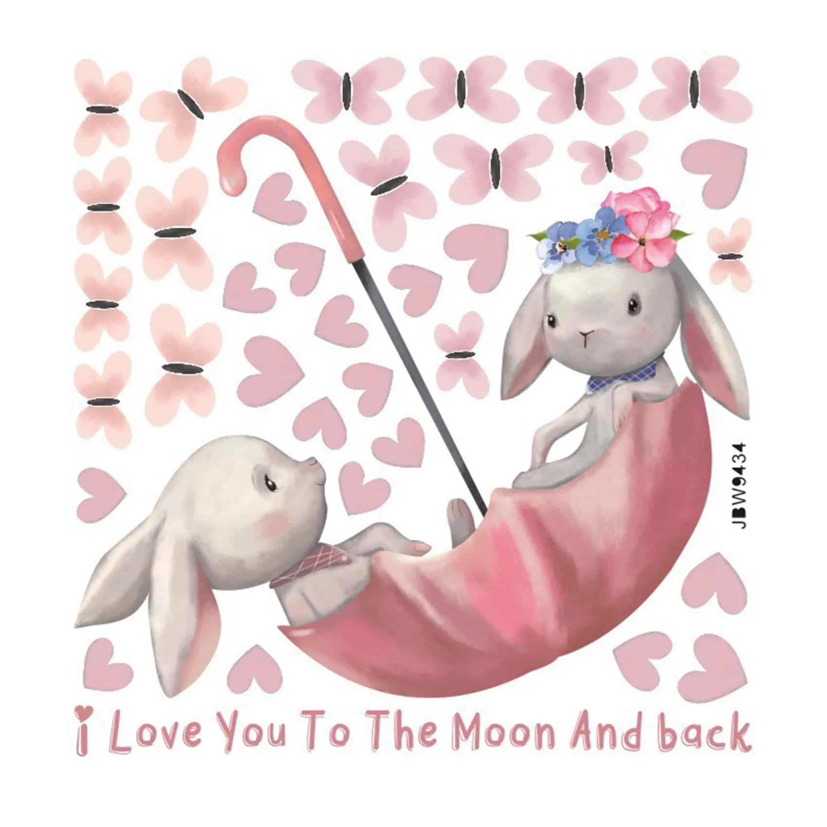 

Мультяшный кролик бабочка Зонт кролик наклейки на стену для детской комнаты декор детской комнаты