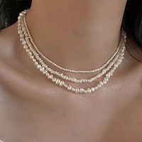 retro freshwater pearl necklace womens french simple elegant fashion chain necklaces