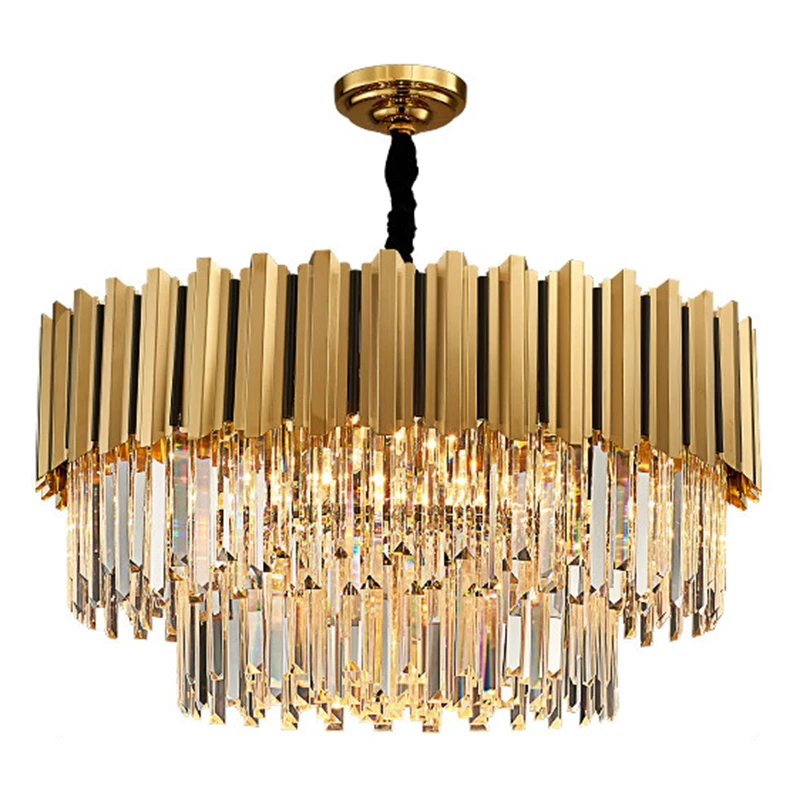 

Современная хрустальная люстра, искусственная люстра из нержавеющей стали, подвесной светильник для спальни, гостиной, столовой, прихожей, диаметр 100 см