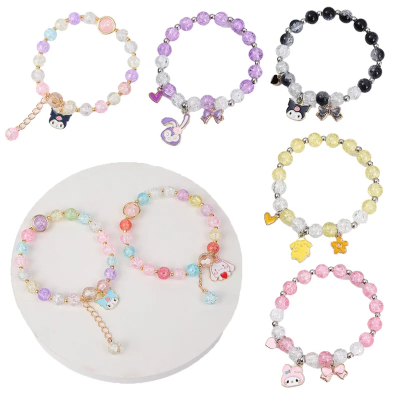 

Kawaii Sanrio Bracelets Anime Cartoon Mymelody Kuromi Cinnamoroll Elastic Rope Jewelry Chain Party Wedding Women Girls Toys Gift