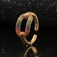 new womens jewelry simple copper inlaid zircon ring geometric open finger ring day friend engagement gift
