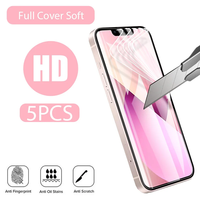5pcs Hydrogel Film for iPhone 14 13 12 11 Pro Max Mini Screen Protectors for iPhone X XS Max XR 6 6S 7 8 Plus 5 5S SE 2020 Films