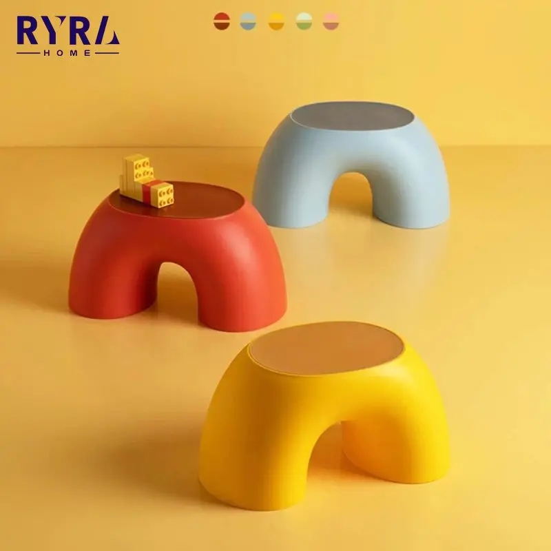 

Rainbow Small Bench Home Simple Indoor Chair Children Semi-ring Stool Footboard Furniture Stool Toy Sofa Kids Bedroom Interior