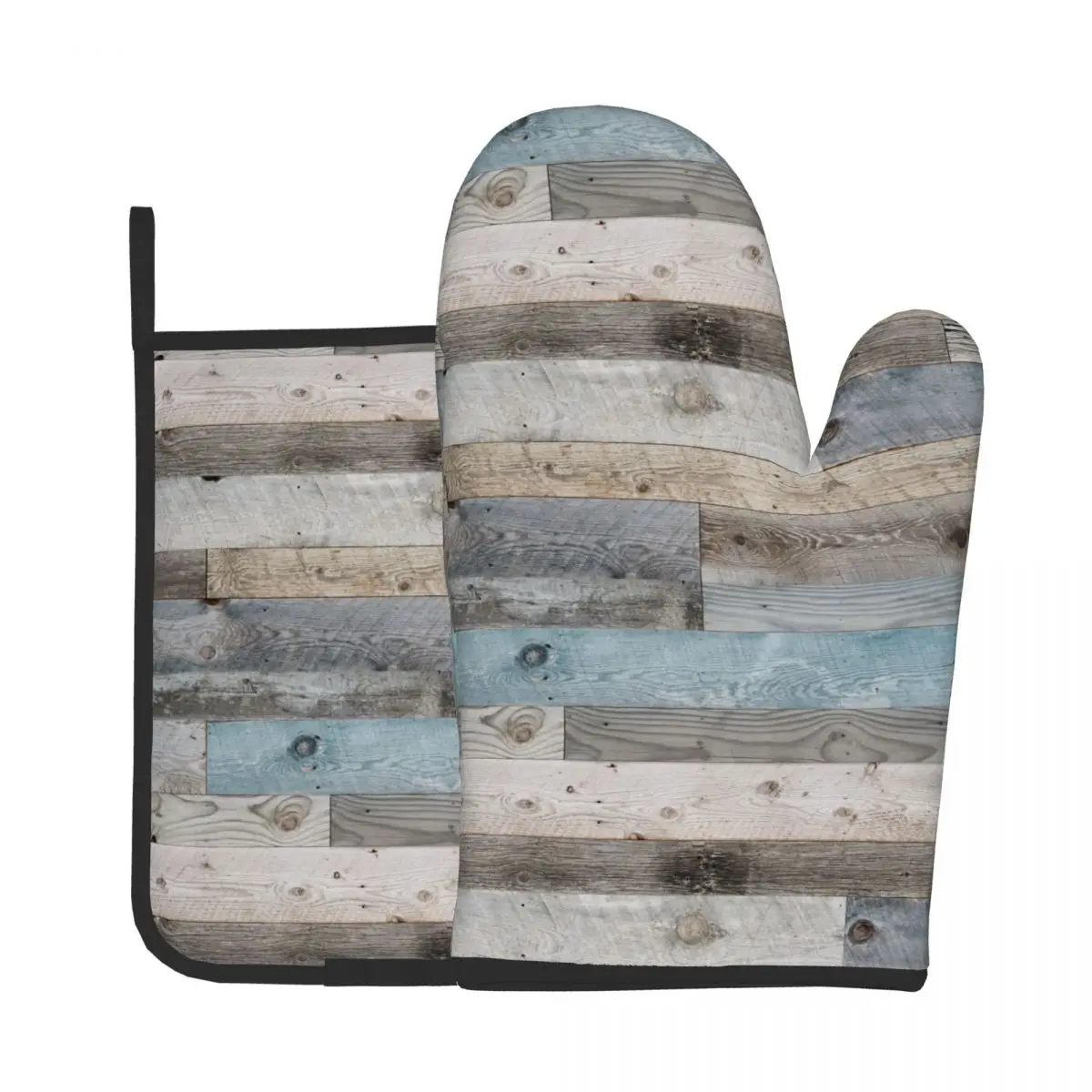 

Перчатки для кухни в деревенском стиле, перчатки для готовки в духовке, варежки для выпечки, бледно-выцветающие доски из полиэстера, подстав...