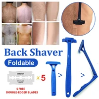 back hair shaver for men foldable hair removal razor with 5 blades adjustable back trimmer body hair shaver