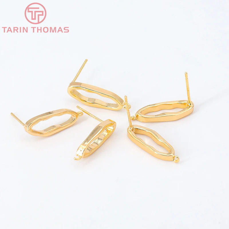 

Латунные серьги-гвоздики неправильной формы, 4 шт., 6,5x19 мм, 24 К, золотого цвета, Ювелирная фурнитура высокого качества «сделай сам», аксессуар...