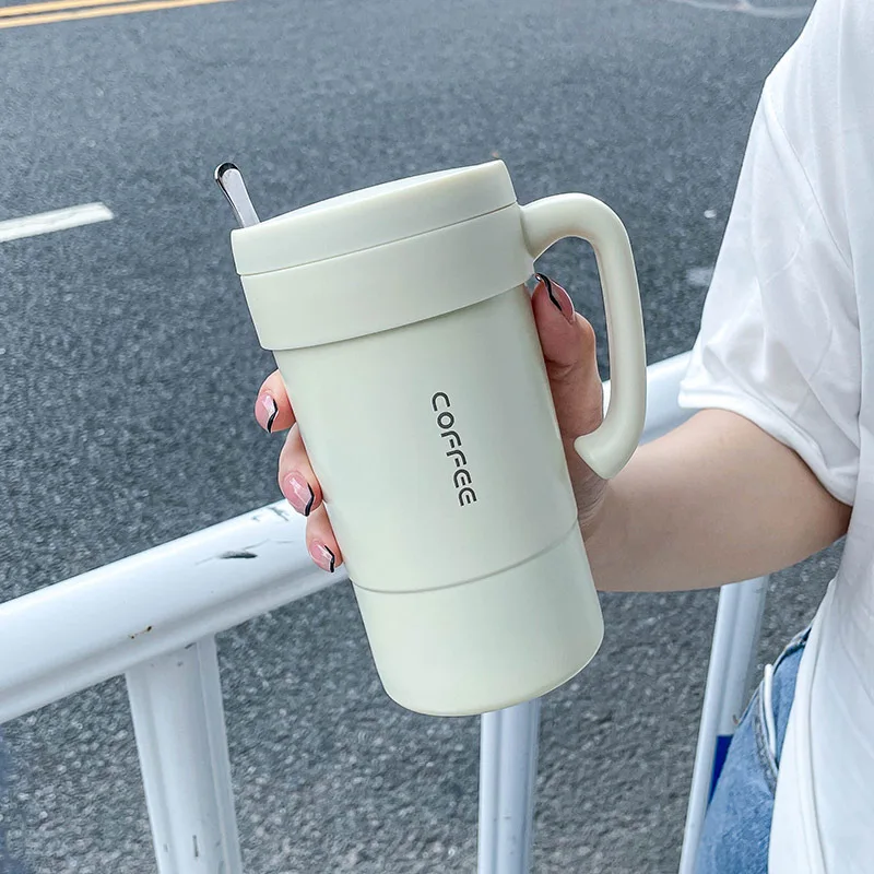 

Термокружка Из Нержавеющей Стали, Термокружка, кофейная чашка, автомобильная Вакуумная бутылка для воды, сохраняет тепло и холод с ручкой, Т...