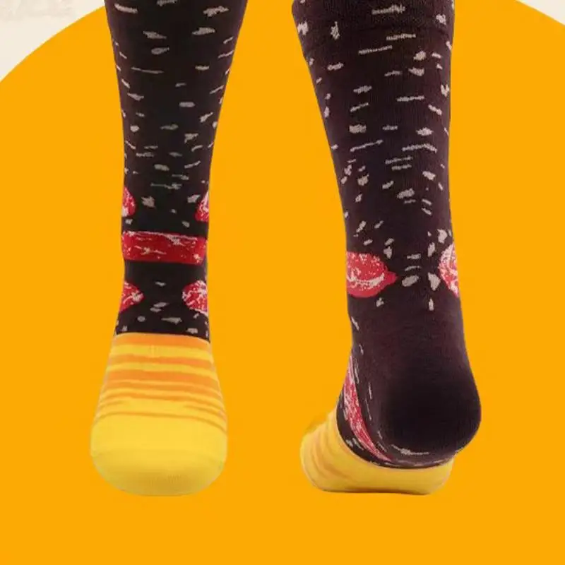 Забавная коробка для носков с едой 3 пары забавная рождественская гамбургеров