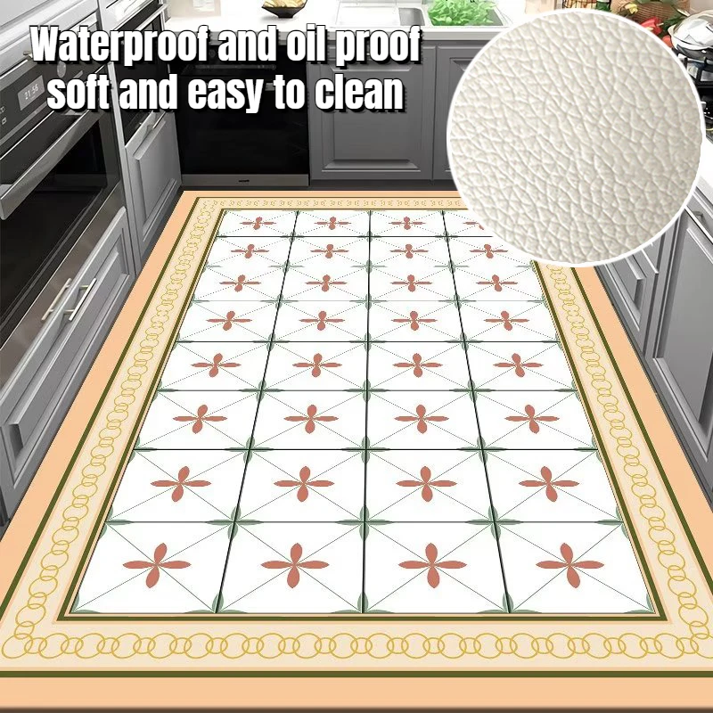 

American Vintage Kitchen Rug for Waterproof and Oil Proof Home Decor Living Room Bathroom Entrance Long Area Carpet Non Slip Mat