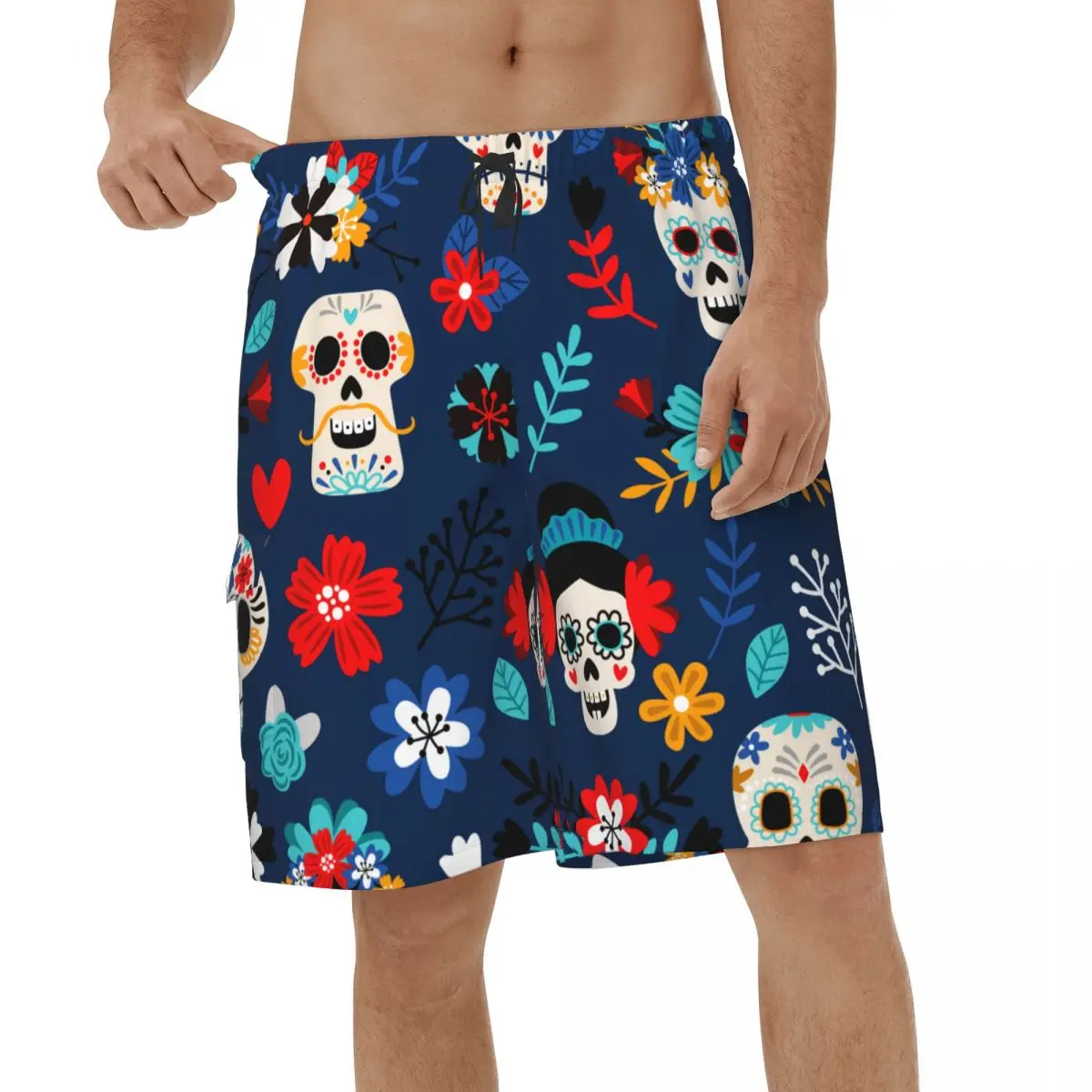 

Printed Shorts Day Of The Dead Sugar Skulls Summer Men's Beachwear Male Swimwear