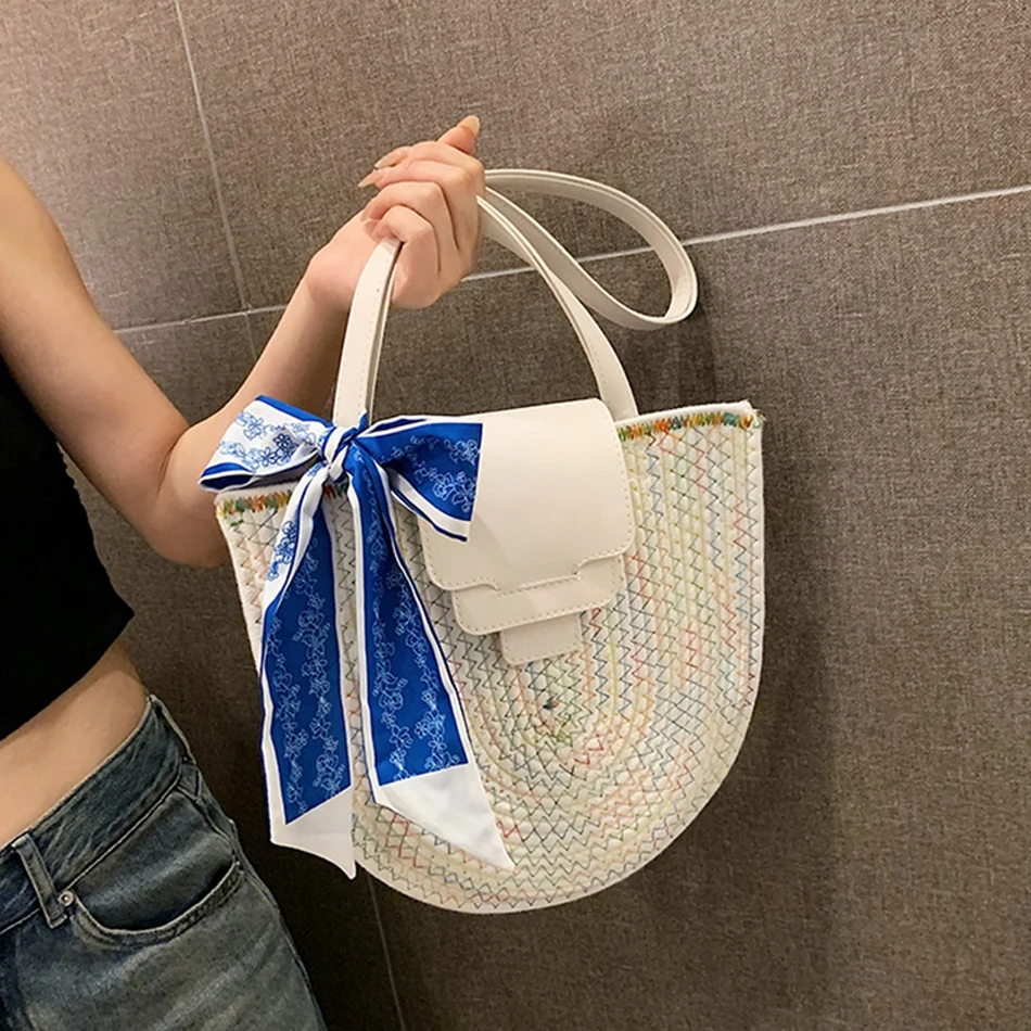 

Designer Luxury Women Shoulder Bag Fashion Woven Cotton Fabric Purses and Handbags Trend Scarves Side Bags for Ladies Sac A Main