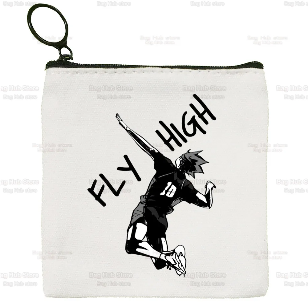 Oya Oya Oya Haikyuu Anime Volleyball Canvas Card Coin Purse Manga Shoyo Kuroo Bokuto Female Cute Simple Coin Mini Zipper Bag