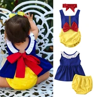 disney 0 24m 2pcs baby girl clothes princess sleeveless bowknot ruffle romper topsshorts party outfit