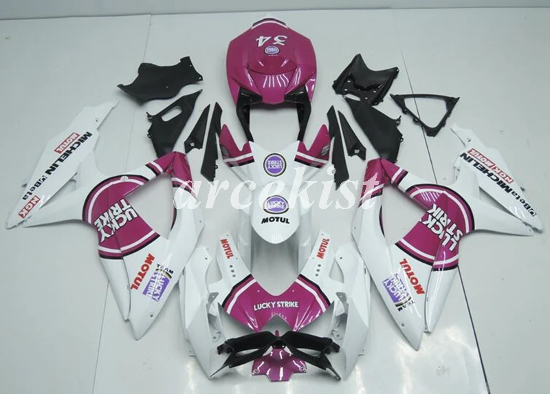 

Injection mold New ABS Whole Fairings Kit Fit for suzuki GSX-R600 R750 600 750 K8 2008 2009 2010 08 09 10 Pink Lucky