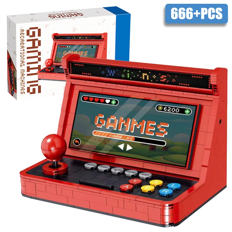 

Creative Retro Desktop Game Console Mini Size Building Blocks Ideas Recreational Machines Game Player Bricks Toys Gifts For Kid
