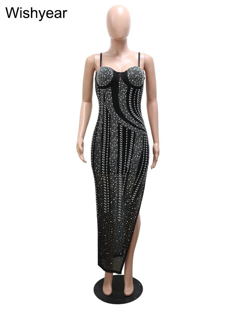 Dias Rhies платье макси на тонких бретельках с высоким разрезом по бокам для женщин