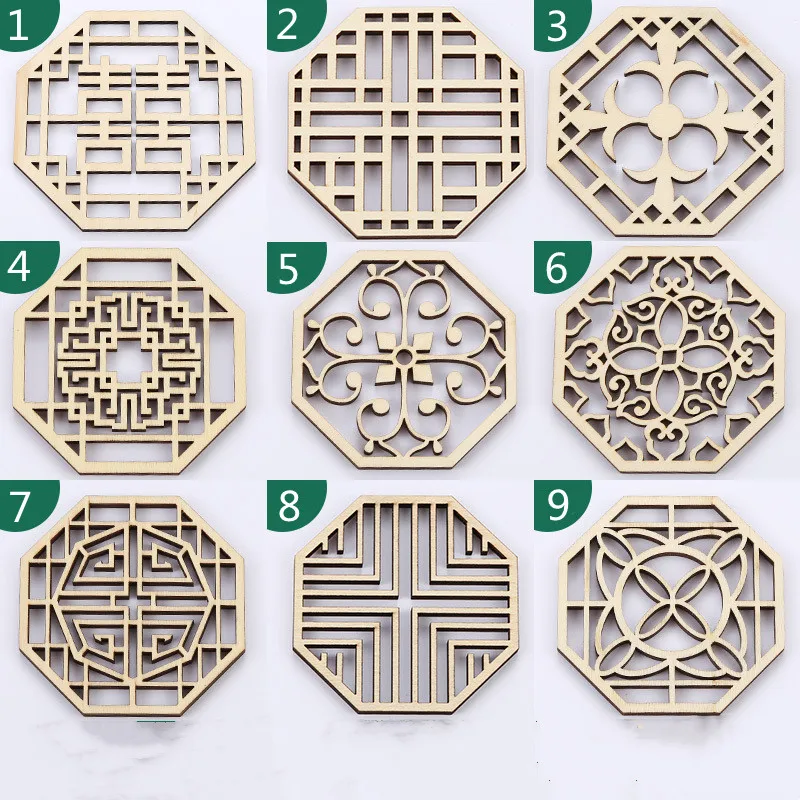 

2pcs(1pc 8cm and 1pc 14.5cm ) Natural Customized Kitchen Round Tea Cup Pads Set Bamboo Wood Placemats Coasters for Drinks