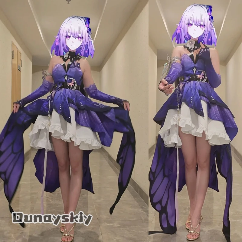 Фото Косплей-костюм Dunayskiy/Anime Game Honkai: Star Rail, новый наряд Castorice, платье-бабочка Gossamer Flutter, фиолетовое, в стиле гот-лолита №1