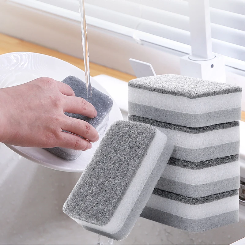 

5Pcs Double-sided Cleaning Spongs Household Scouring Pad Kitchen Wipe Dishwashing Sponge Cloth Dish Cleaning Towels Accessories
