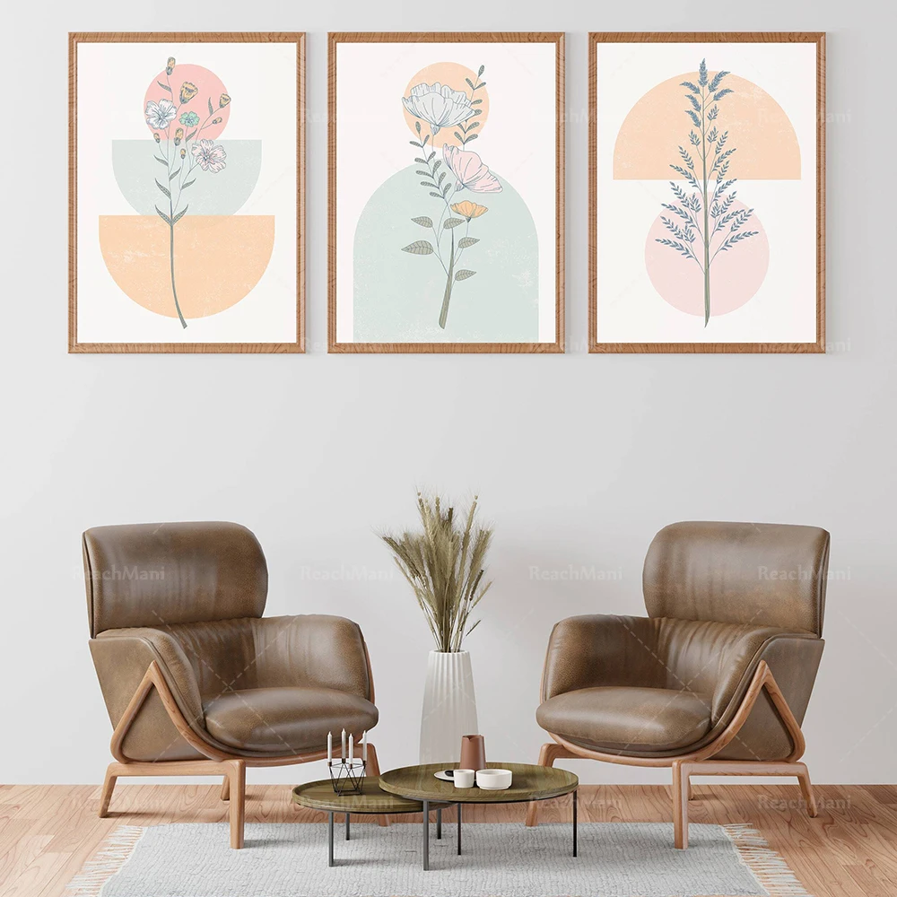 

Boho flower print ready design, modern art deco canvas print poster