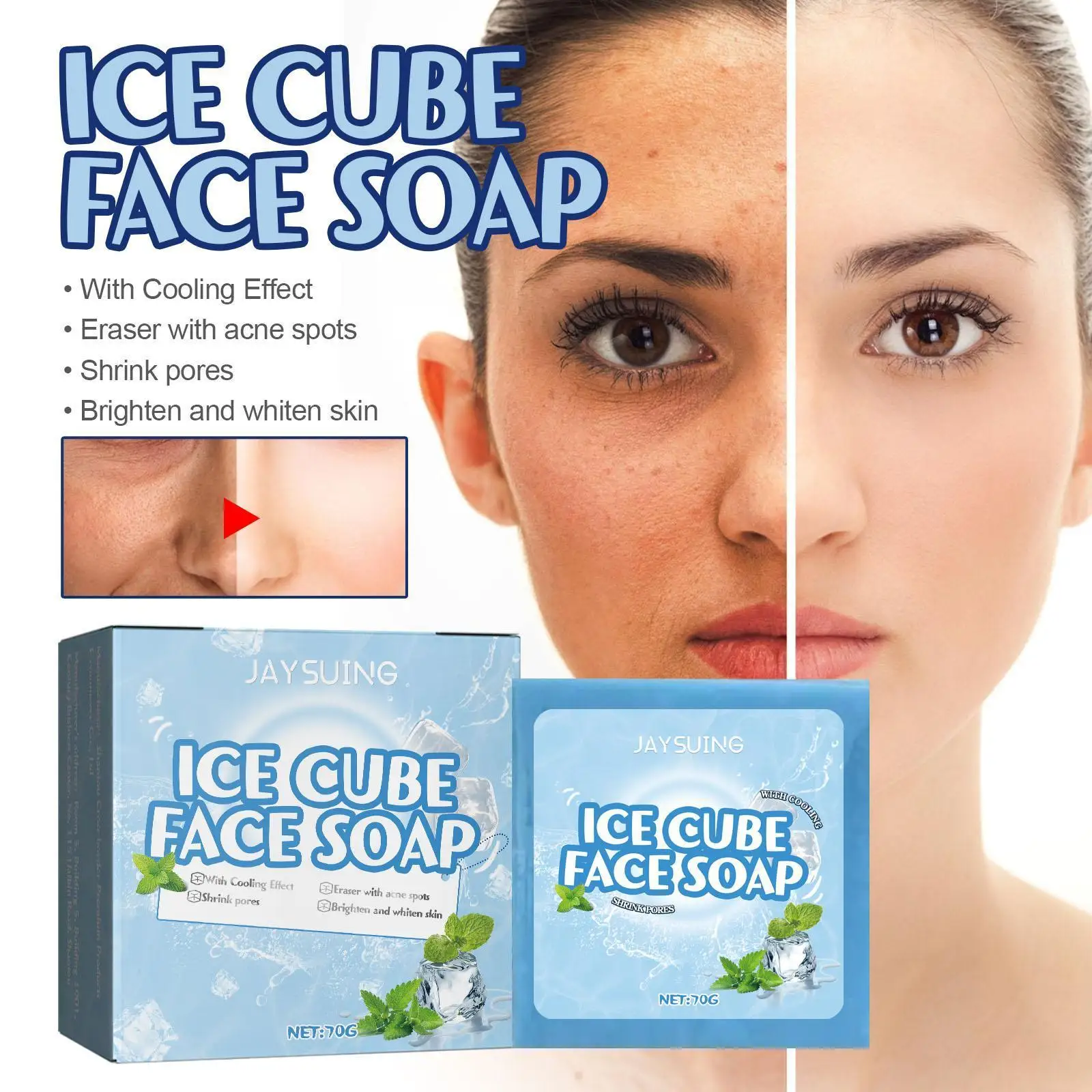 

70g Ice Block Cleansing Soap Whitening Soap Lightening Cleansing and Health Bath Soap Beauty Moisturizing Skin G8S3