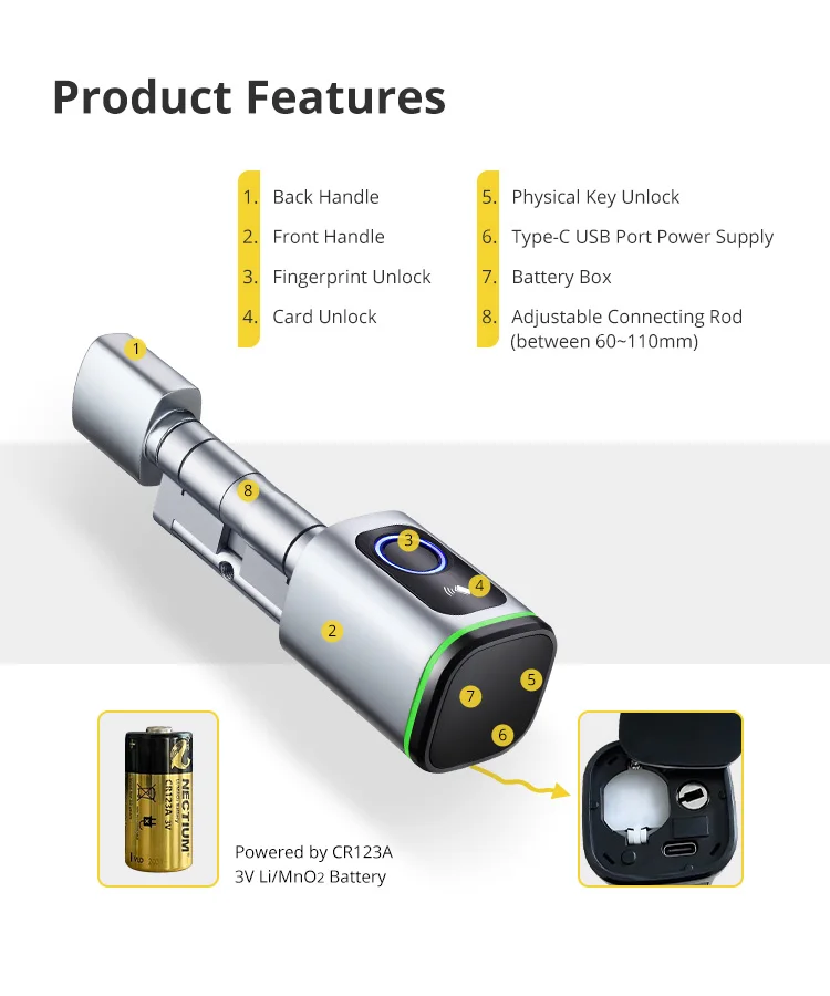 Дешево Дверной смарт-замок Европейский профиль без ключа, электронный центральный замок с дистанционным управлением через приложение, с дактилос...