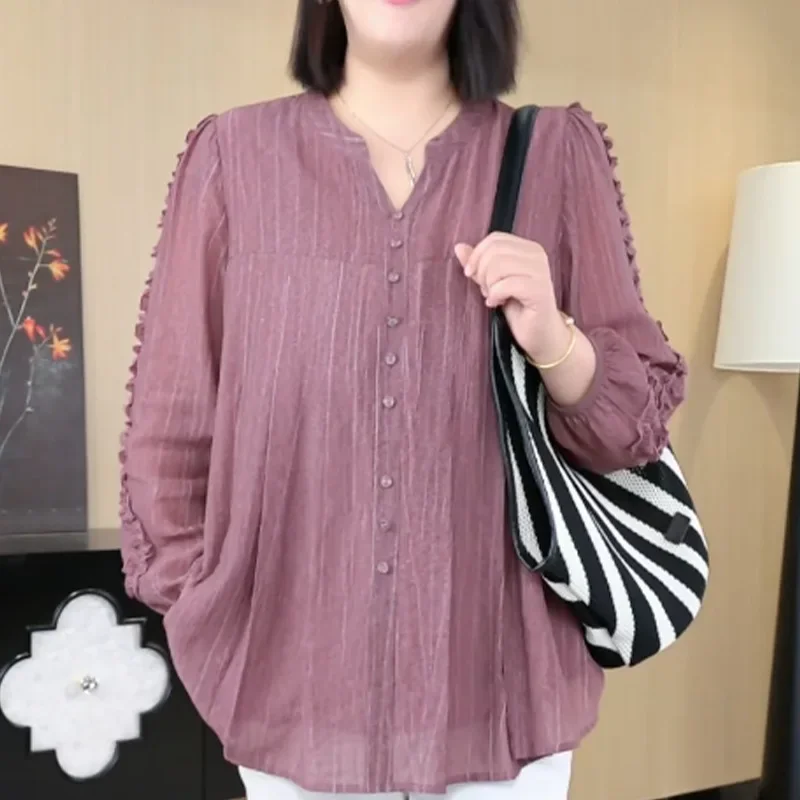 Новая осенняя женская рубашка свободного кроя больших размеров стильный
