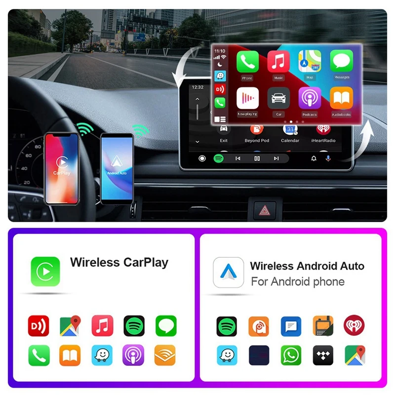 Caraibox 2в1 Plug And Play Беспроводной адаптер Carplay Android Auto Dongle Box для автомобильного радио с