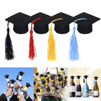 5pcs mini bachelor graduation cap with tassels university bachelors master doctor hat for wine bottle toppers party decorative