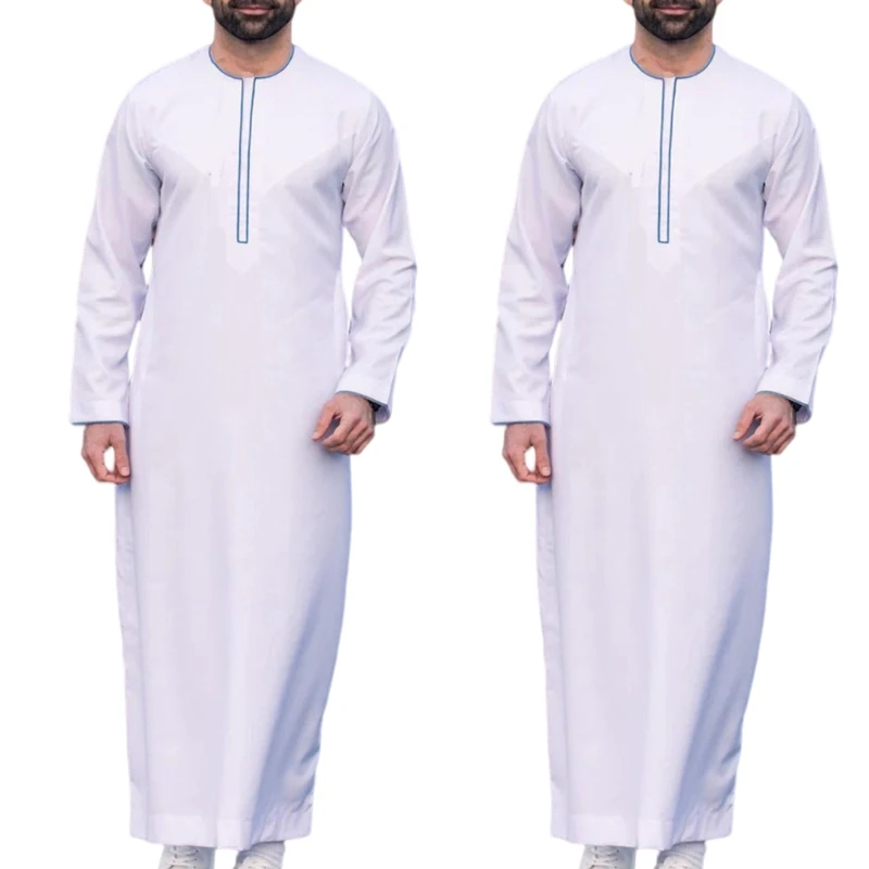 

Mens Muslim Robes Long Sleeve Islamic Middle East Dubai Thobe Saudis Arabia Ethnic Kaftan Loose Maxi Dishdasha Kandoura