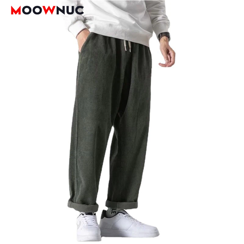 

Spring Men's Casual Trousers Overalls Thick 2022 Autumn Fashion Pants Male Warm Corduroy Full-Length Hombre New Youth MOOWNUC