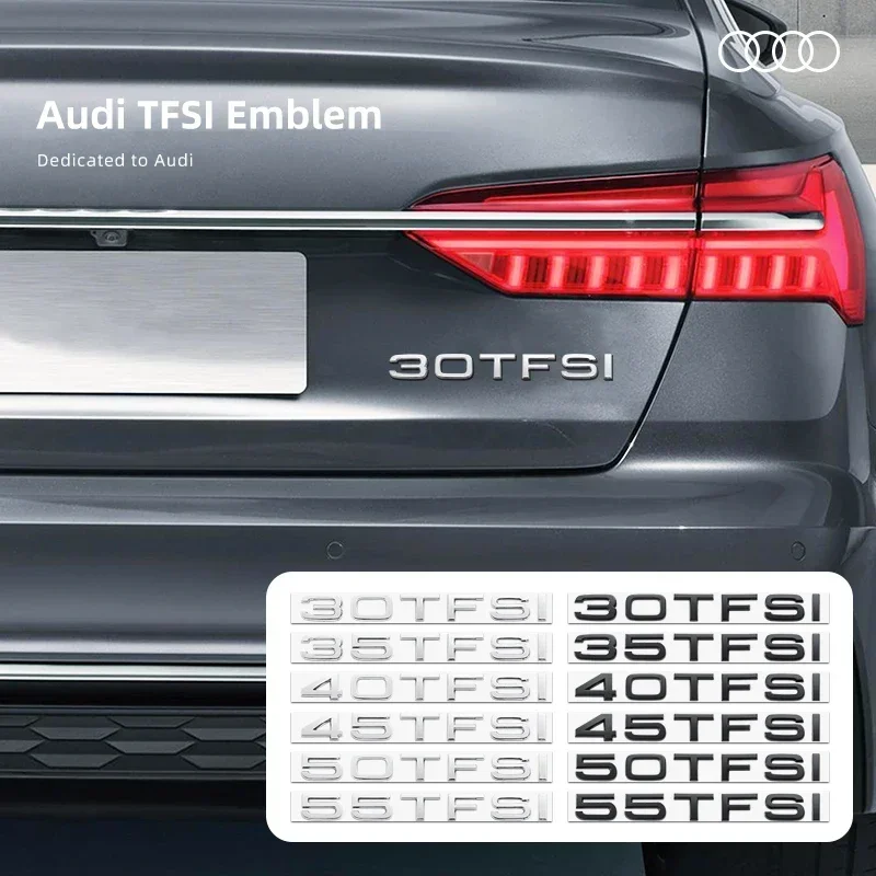 Серебристо-черные буквы 30TFSI 35TFSI 40TFSI 45TFSI 50TFSI 55TFSI 60TFSI Эмблема с цифрами для Audi A1 A3 A4