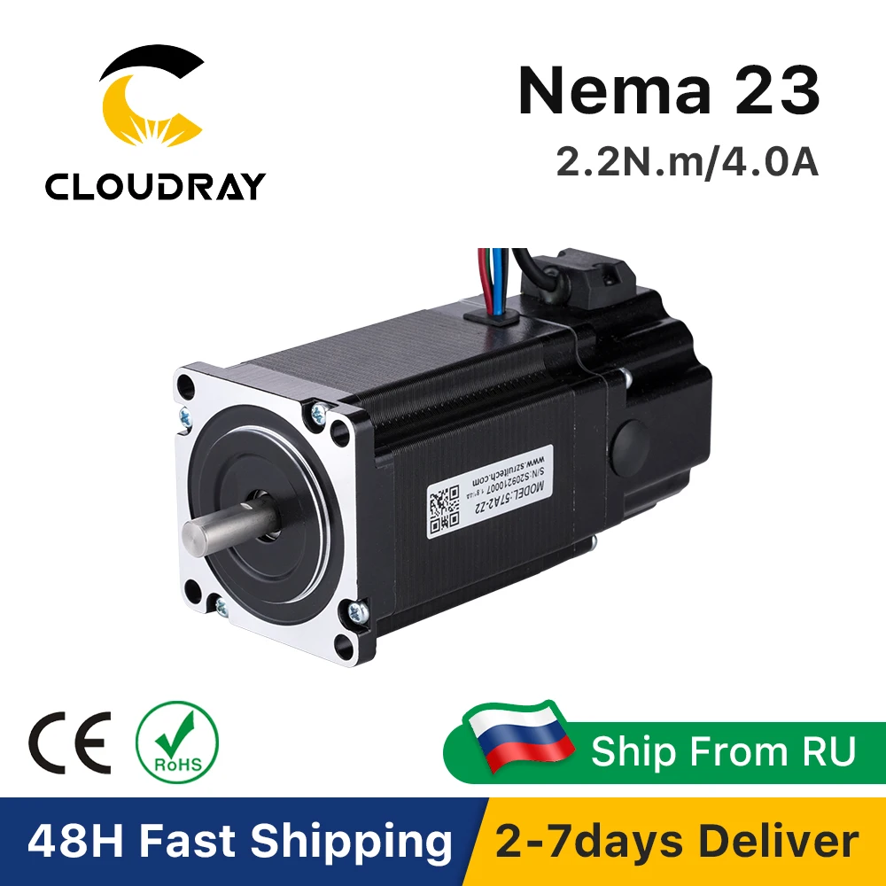 

Nema 23 Шаговый двигатель 57 мм 220 Нсм 4A 2-фазный шаговый двигатель с тормозом 4-выводной для 3D-принтера Лазерная шлифовка с ЧПУ Пенопластовая плазменная резка