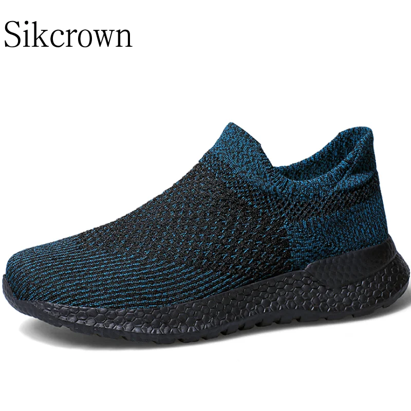 

Black Blue Sock Shoes Men Sneakers Non-slip Soft Knit Sports Shoe for Running Breathable Loafers Summer Comfortable Casual Tenis