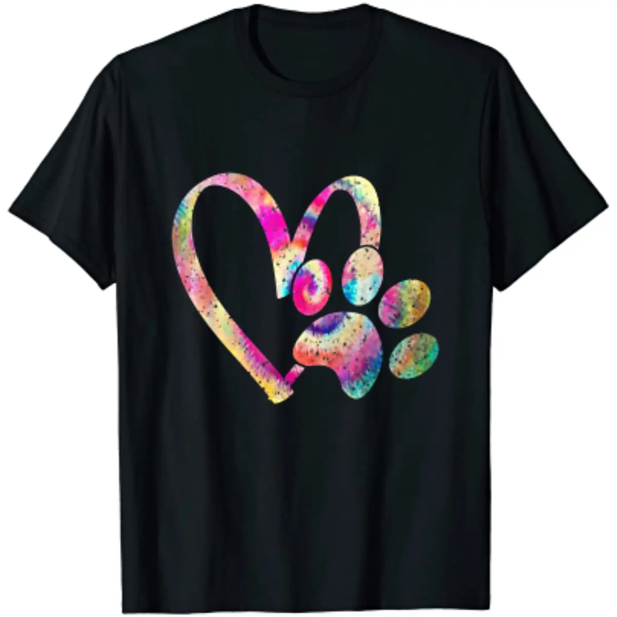 

Tie Dye Love Dog Paw Print Animal Paw Dog Lover T-Shirt Graphic T Shirts Four Seasons Cotton Casual Graphic T Shirts Streetwear