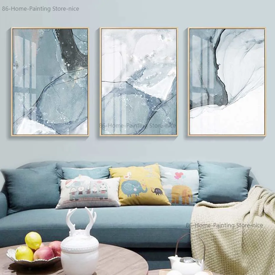 

Минималистичный абстрактный мраморный светлый синий фотографический плакат в скандинавском стиле настенные картины печать для гостиной домашний декор