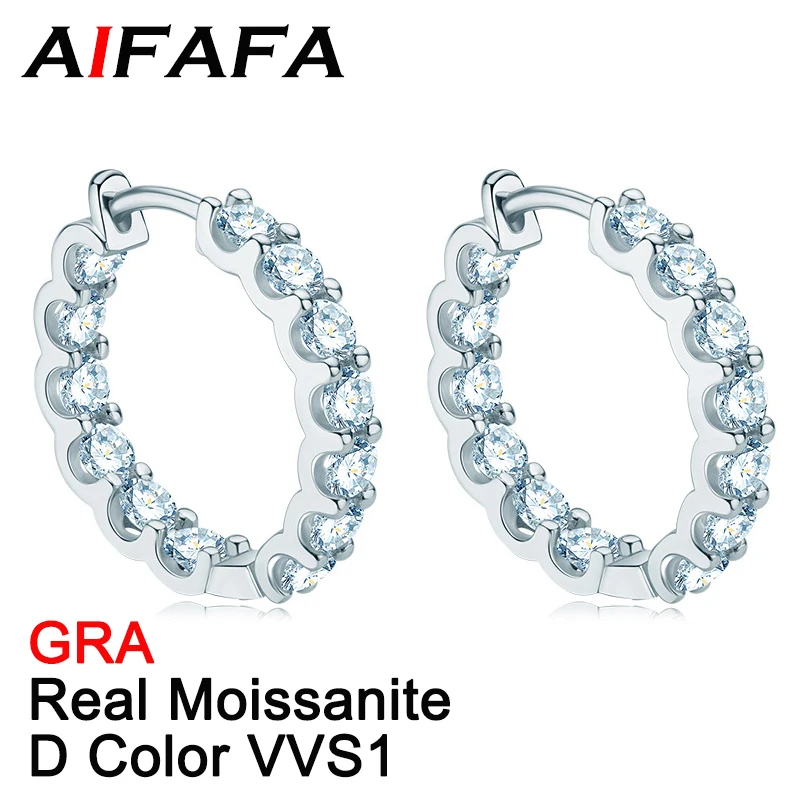 

AIFAFA Real 2.6 Carat D Color Moissanite Stud Earrings For Women 18K Plated S925 Sterling Silver Ear Loop Stud Jewelry Drop Ship