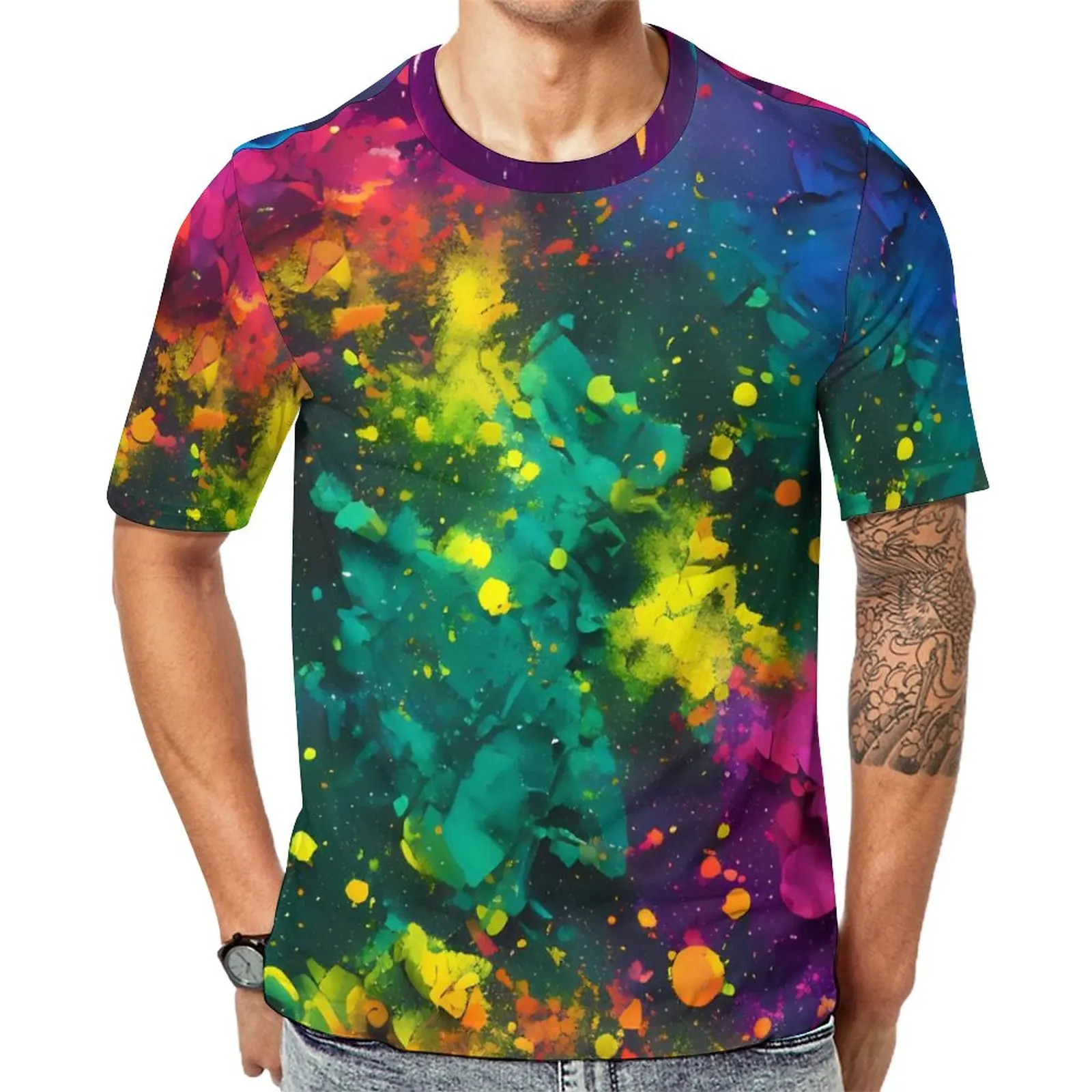 

Abstract Splatter T Shirt Galaxy Art Print Aesthetic T Shirts O Neck Vintage Tee Shirt Summer Male Graphic Tees Big Size 5XL 6XL