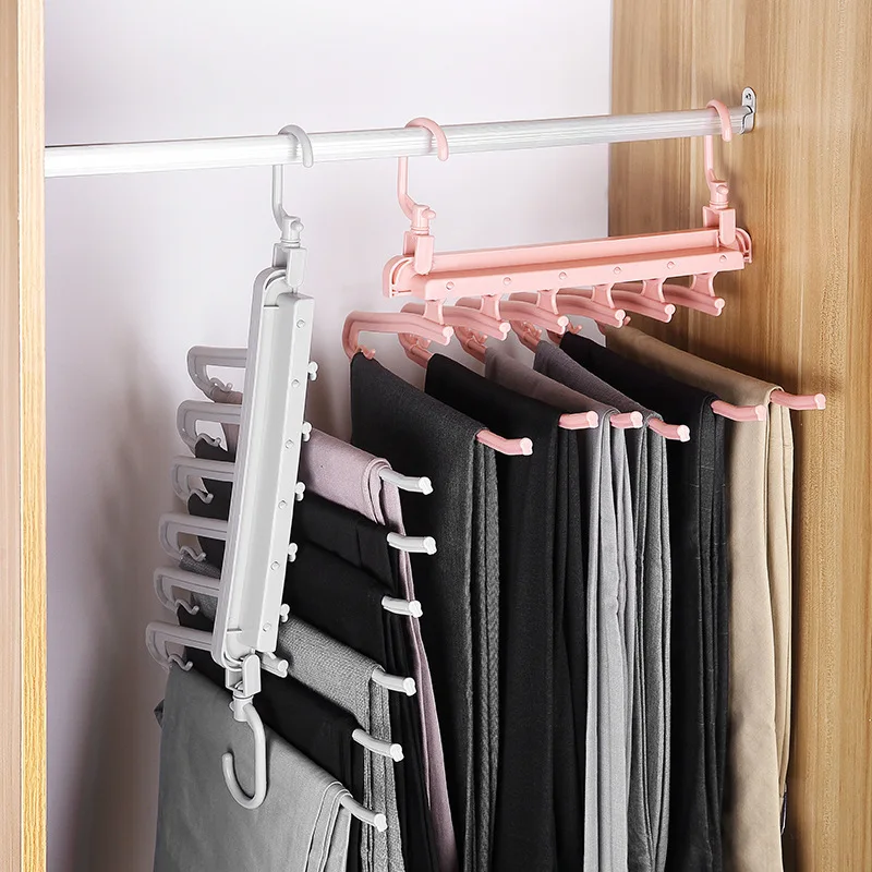 

6 in 1 Folding Multifunctional Multi-layer Trouser Rack Clothes Hanger Space Saver Wardrobe Closet Organizer Tie Hanger Shelves