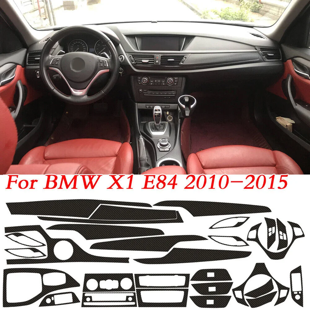 

Для BMW для X1 E84 2010-2015 3D углеродное волокно черный узор интерьер DIY отделка наклейка Интерьер Литье Декор