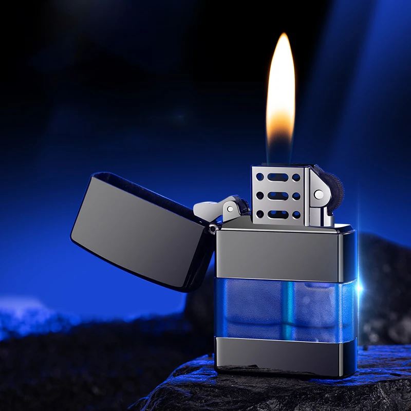 

Flint Unusual Lighter Cigar Cigarette Dedicated Metal Transparent And Visible Gas Lighter Smoking Accessories Gadget for Men