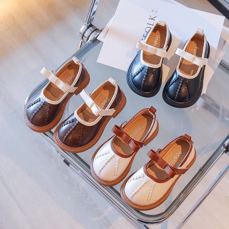 

Girls Shoes 2023 Spring New Fashion Soft Soled Children Loafers Kids Princess Shoe British Retro Black Student Performance Shoes