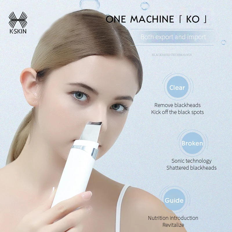 

K-SKIN EMS Ultrasonic Blackhead Remover Skin Scrubber Facial Spatula Deep Face Cleaning Lift Machine Peeling Shovel Pore Cleaner