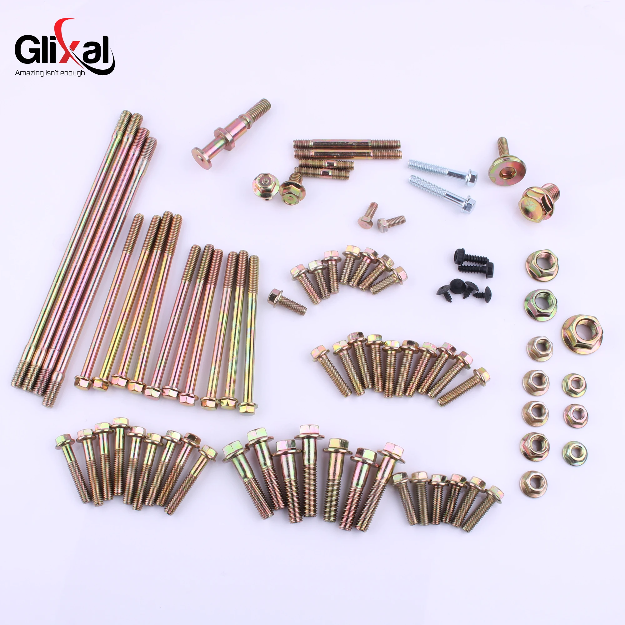 Фото Комплект болтов и гаек Glixal GY6 49cc-100cc для скутеров, мопедов, квадроциклов и картов 139QMB 147QMD - Комплектующие для мотоциклов №2