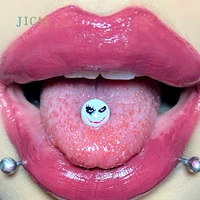jicai clown tongue piercing jewelry for women man titanium steel tongue rings stud 2022 new goth accessories c2282