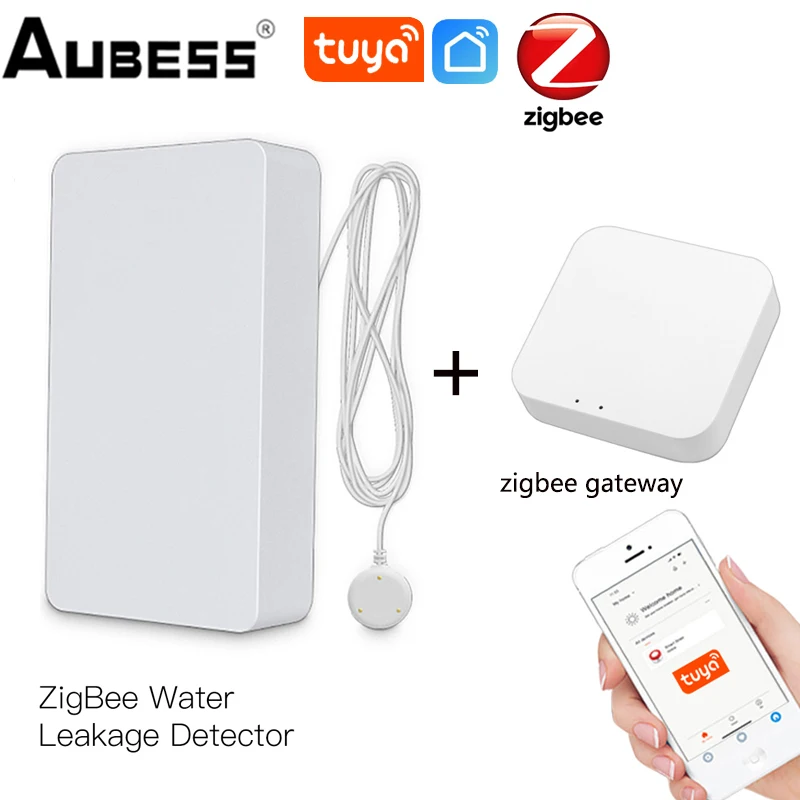 

Tuya Zigbee Home Alarm Water Leakage Alarm Water Leak Sensor Detector Flood Alert Overflow Security Alarm System Aubess