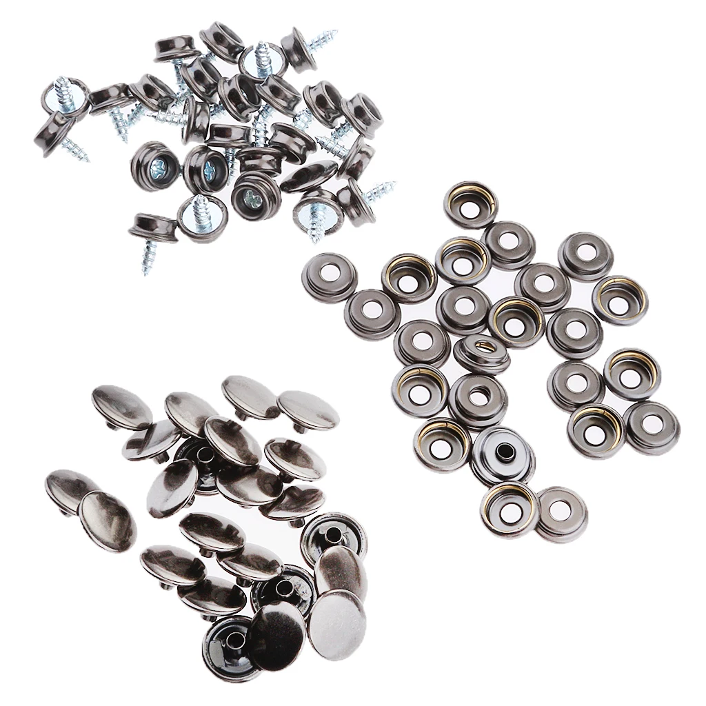 

75Pcs Boat Marine Canvas Cover Snap Fasteners 3/8" Screw Stud Button Socket