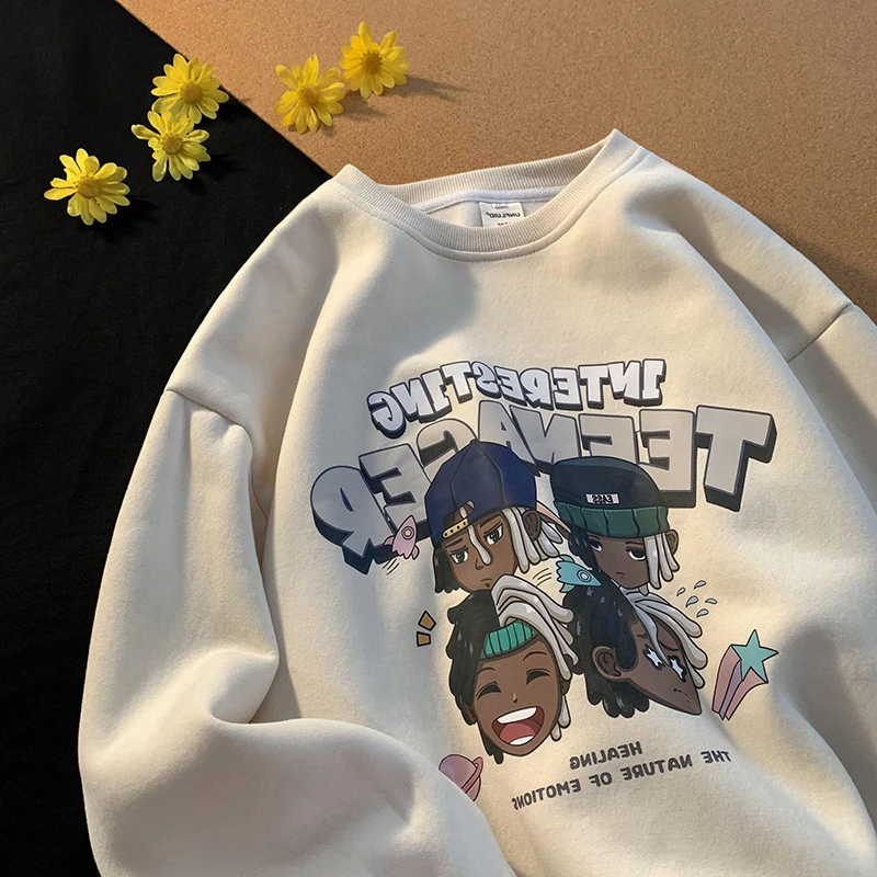 

Vintage Punk Hip Hop Style Streetwear Chic O-neck Printing Sweatshirt Women Baseball Oversized Tops Harajuku Clothes for Teens